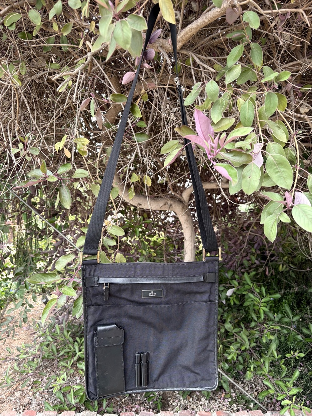 Gucci Nylon Buisness School Crossbody Bag Silver Hardware